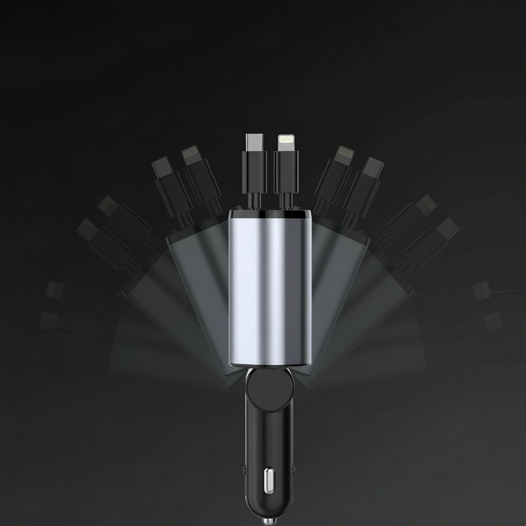 Retractable Car Charger Adapter (4-in-1)