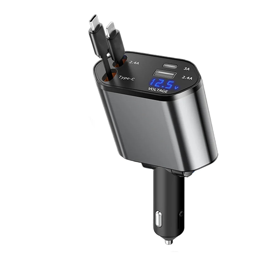 Retractable Car Charger Adapter (4-in-1)